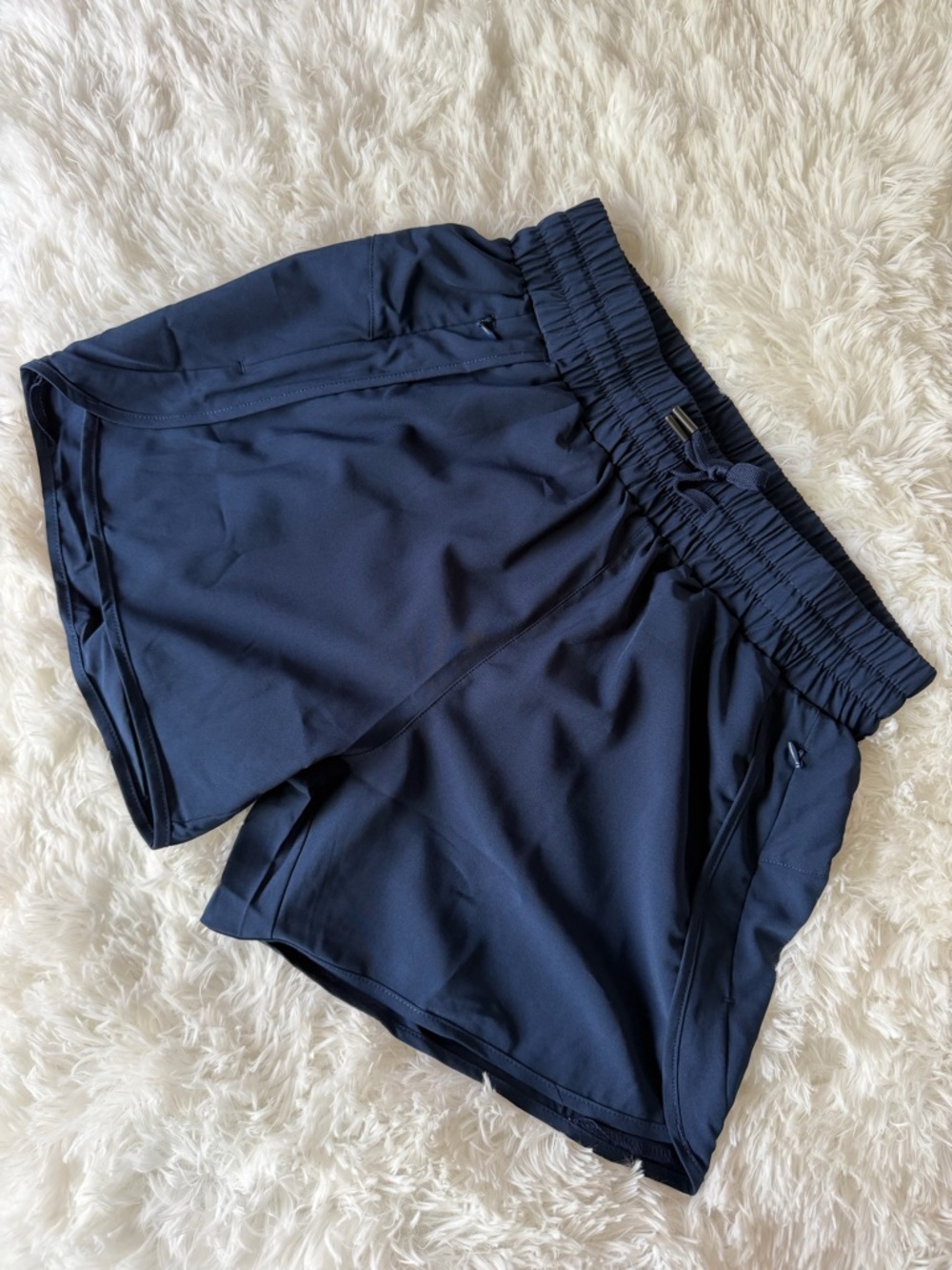 Ksmien Navy Athletic Shorts Womens Medium Stretch Running Lounge - Picture 2 of 8